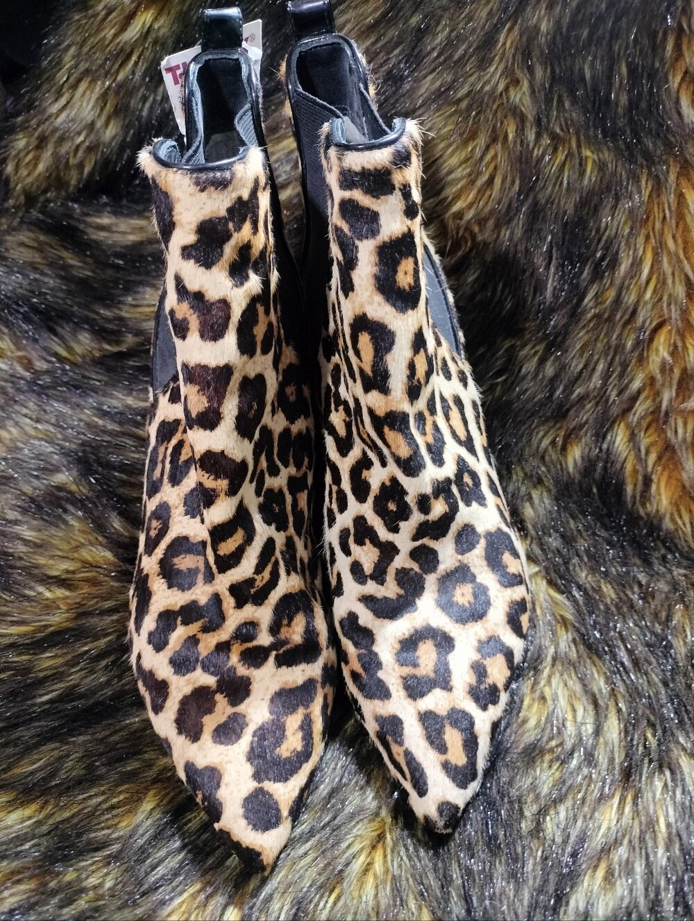 Michael Kors Leopard Print Pointed Toe Ankle Booties - Tan & Black